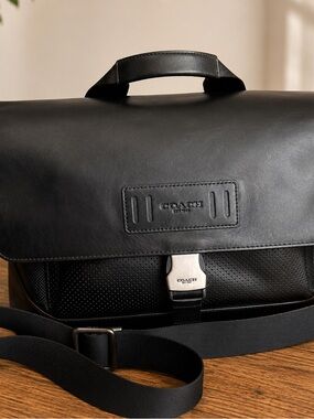 Coach Black Leather Messenger Satchel